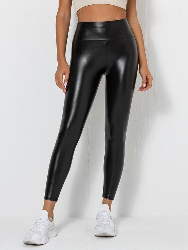 LunaFit – Hochtaillierte Scrunch Bum PU Leggings für Damen