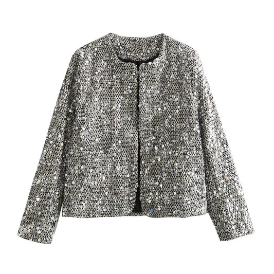 Isadora – Elegante Tweed-Wolljacke mit Pailletten für Damen