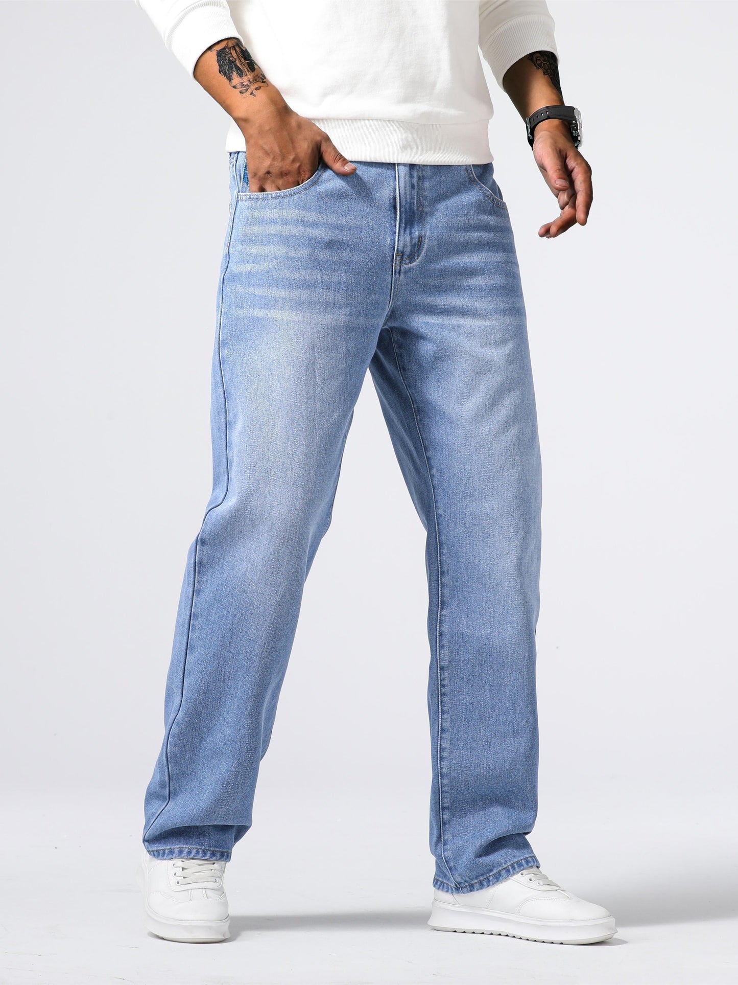 Malik – Locker geschnittene Jeans mit geradem Bein