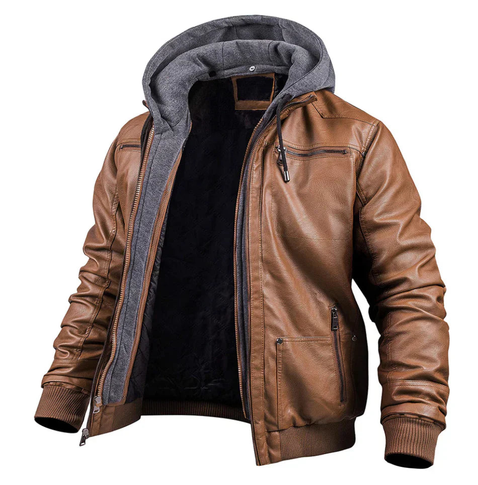 Lorenzo – Exklusive Leder-Winterjacke mit Kapuze