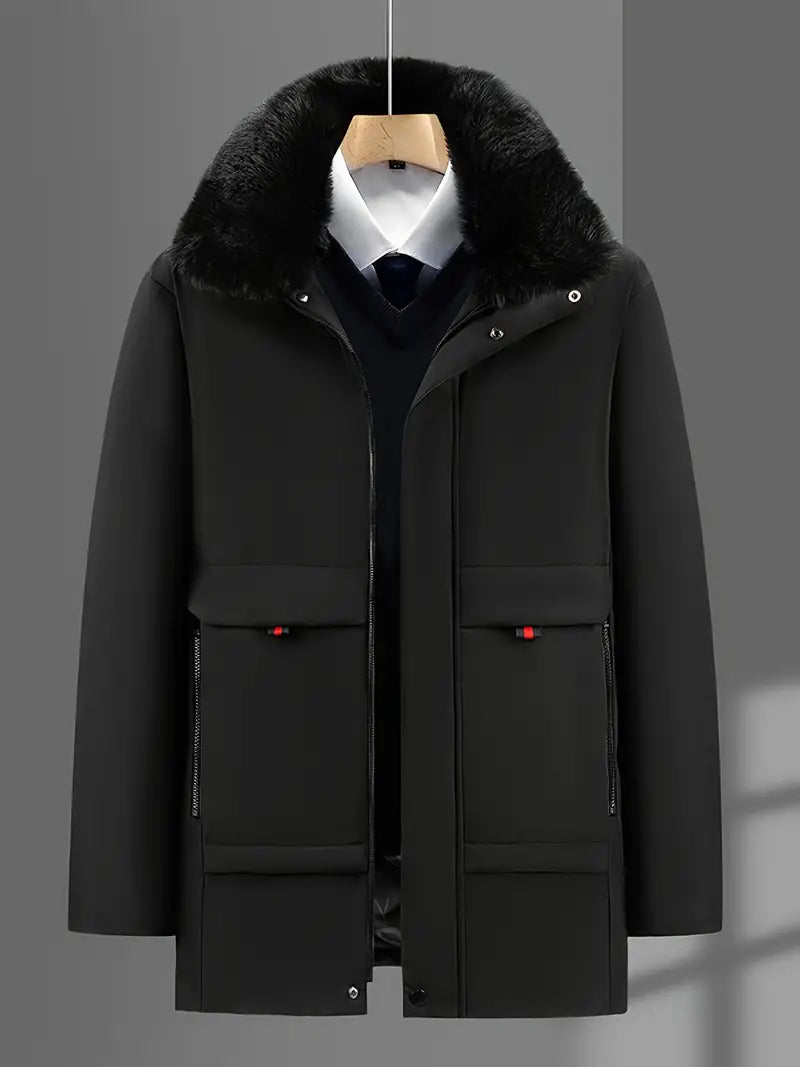 Elegante Herrenjacke mit Pelzkragen