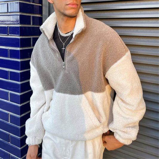 Niko – Colorblock Fleece-Pullover mit Reißverschluss für Herren