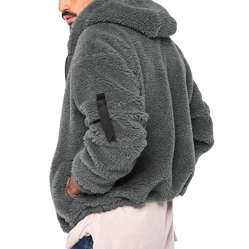 Luca – Herren Baumwoll-Teddyjacke mit Reißverschluss und Kapuze