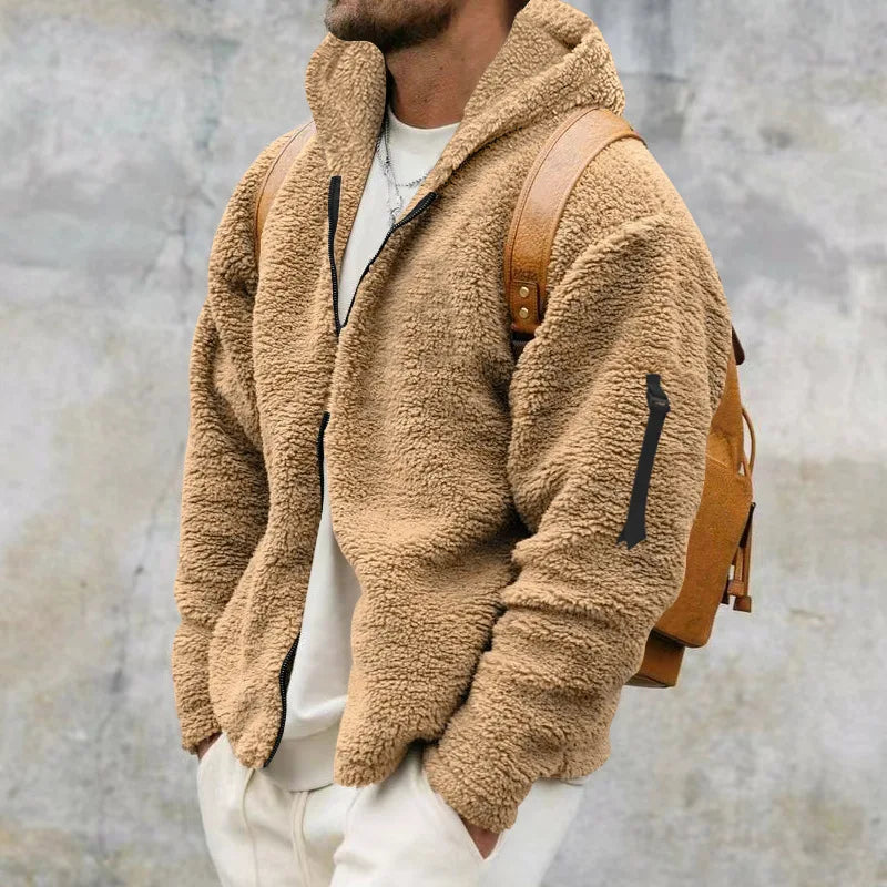 Luca – Herren Baumwoll-Teddyjacke mit Reißverschluss und Kapuze