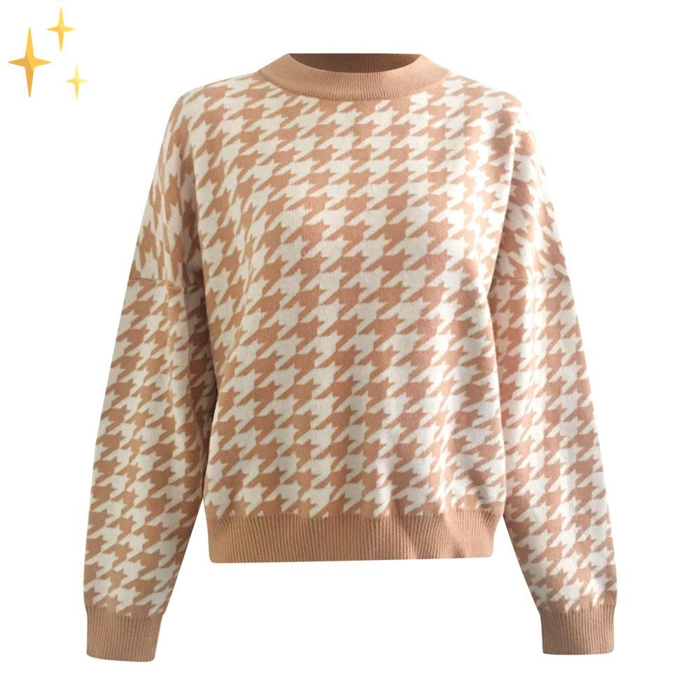 Zara – Pied-de-Poule Jersey Pullover in moderner Passform