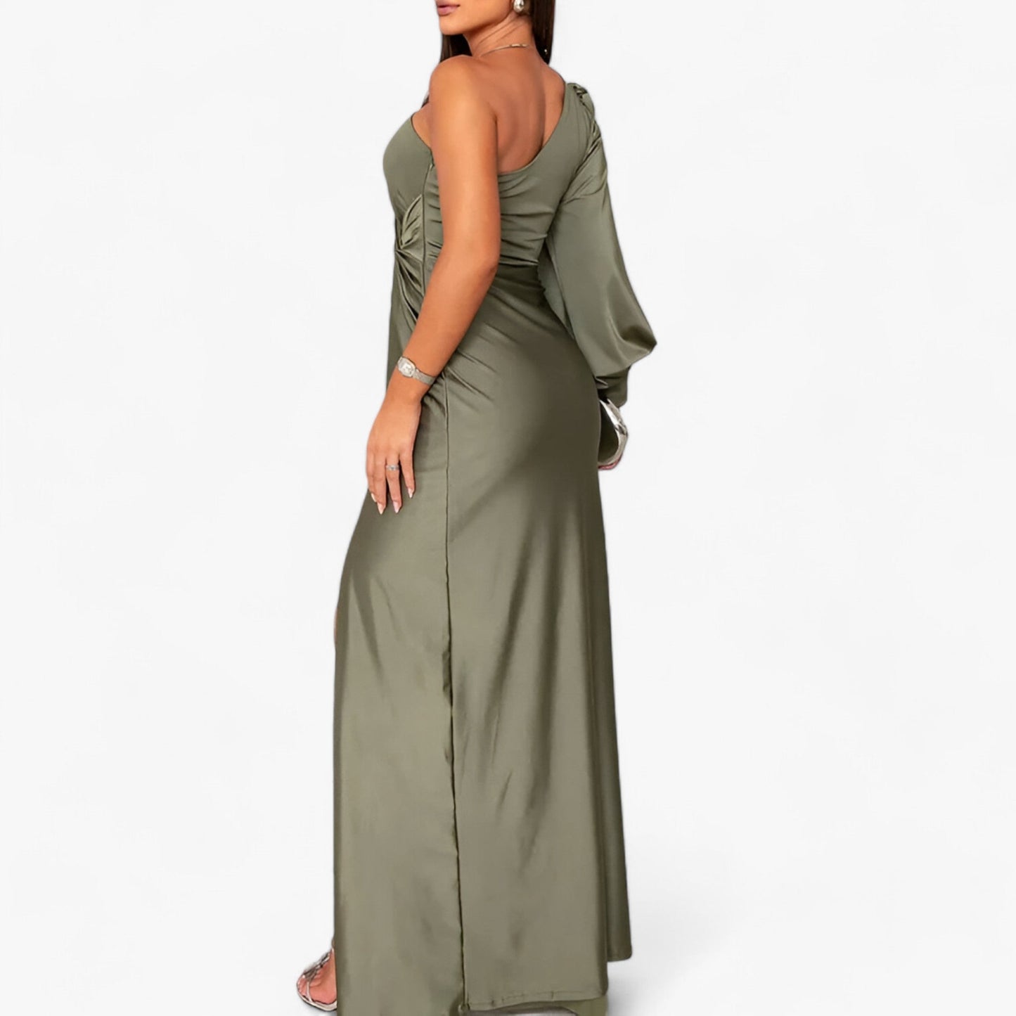 Celina – Langes Satin-Kleid für Eleganz und Komfort