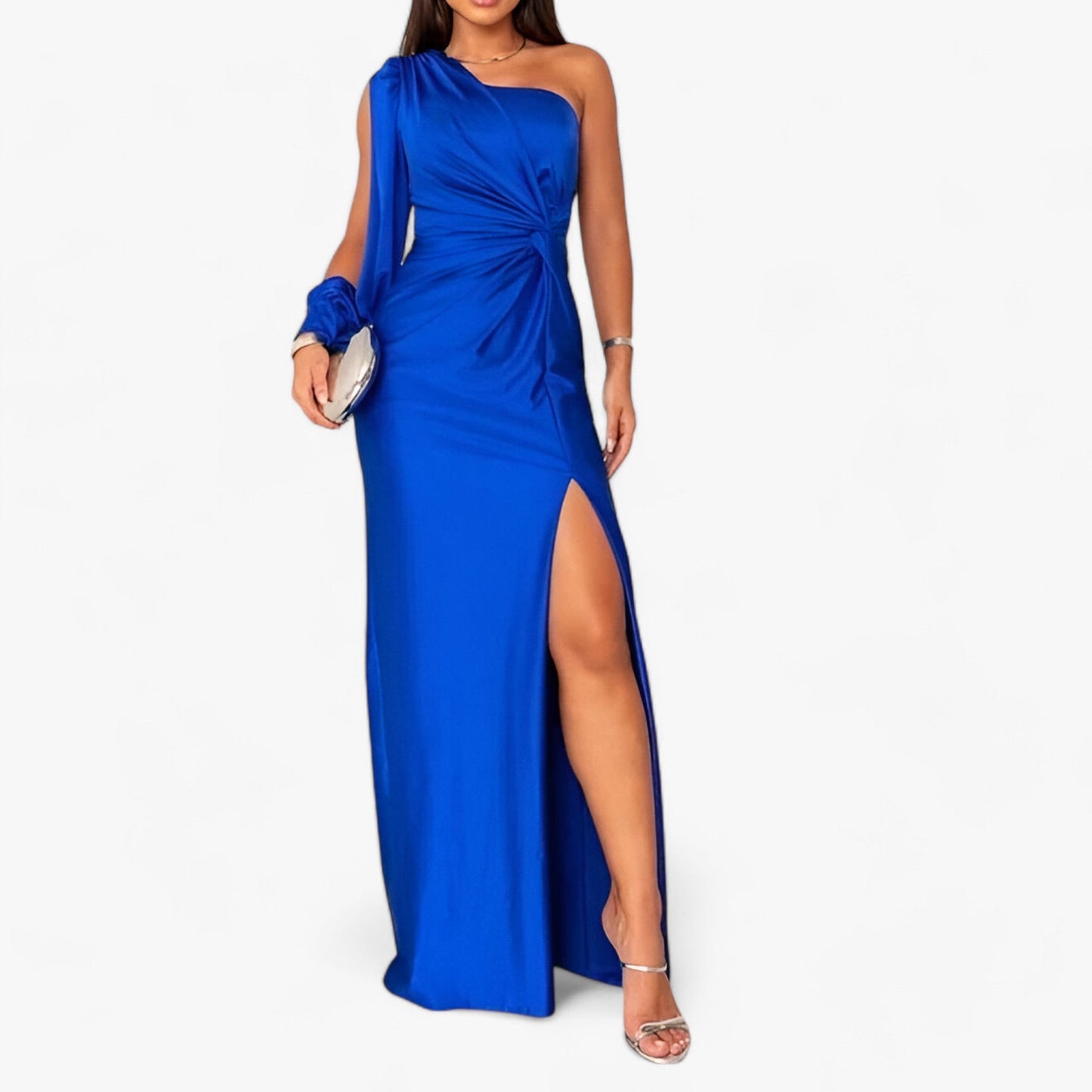 Celina – Langes Satin-Kleid für Eleganz und Komfort